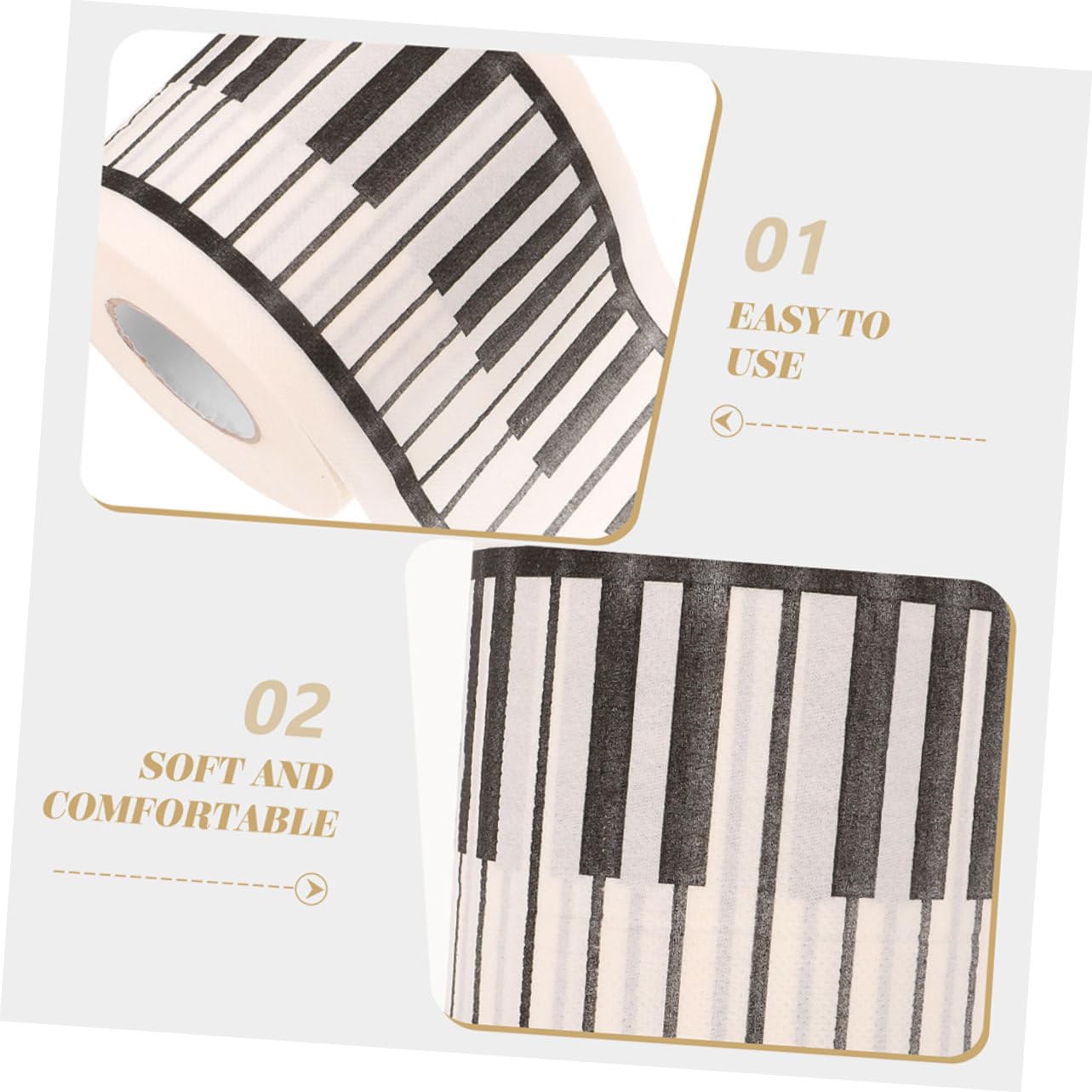 KOMBIUDA Carta Igienica Carta Decorativa Creativa Stampa Pianoforte, 5 Pezzi per Bagno e Banchetto, per Amanti della Musica