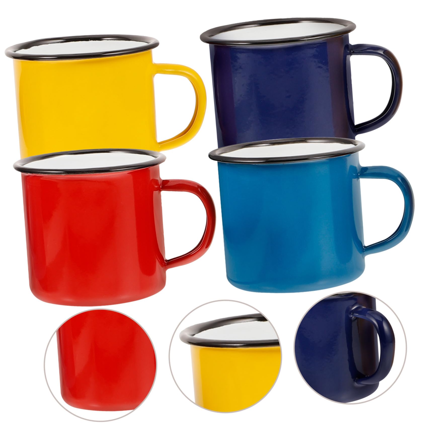 ibasenice 4stücke Emaille-tasse im Vintage-stil Emaille-kaffeebecher Traditionelle Emaille-becher für Camping Reisen und Haushaltsgebrauch Einfach zu Reinigen und Langlebig