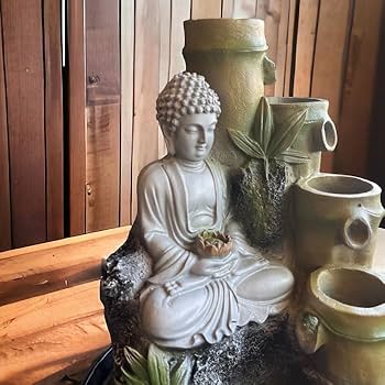 Amazon.co.jp: 流水のオブジェ 縁起物 大仏 AT24006 仏様 座禅