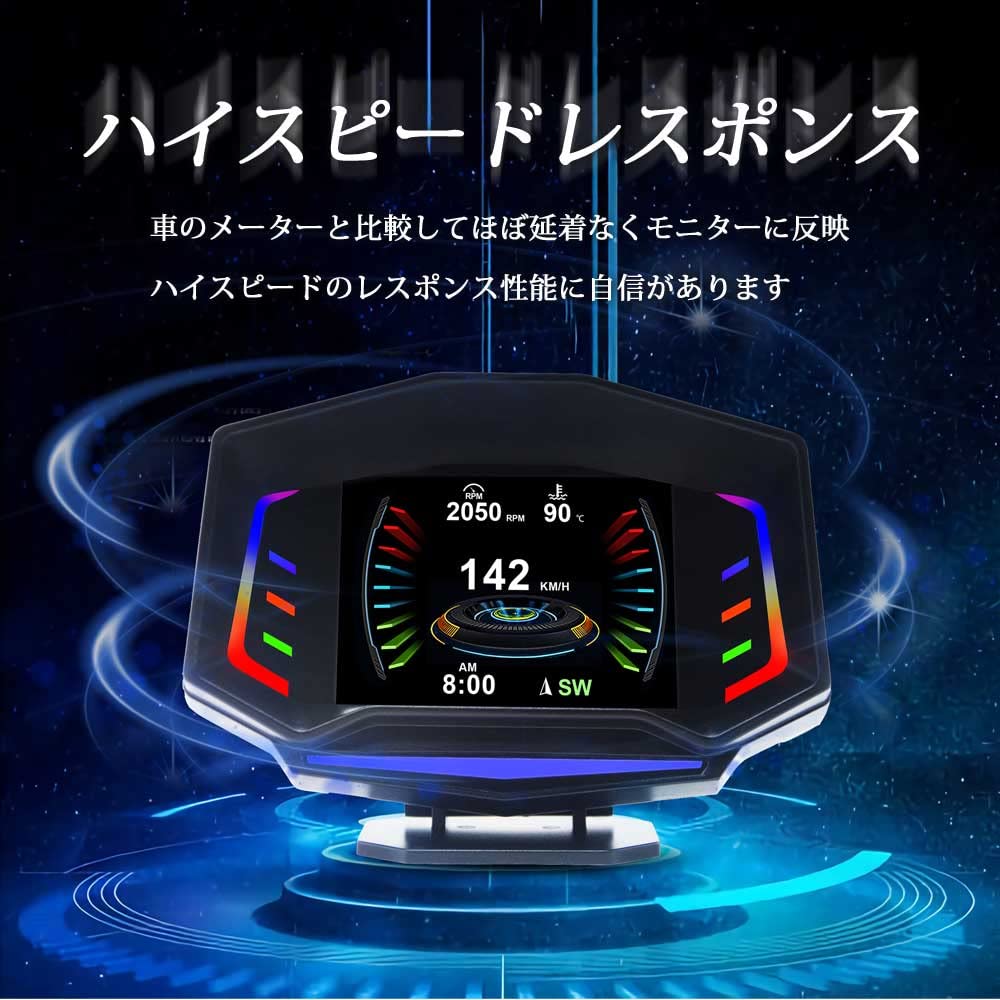 Amazon.co.jp: OBD2 マルチメーター タコ メーター ブースト計 HUD