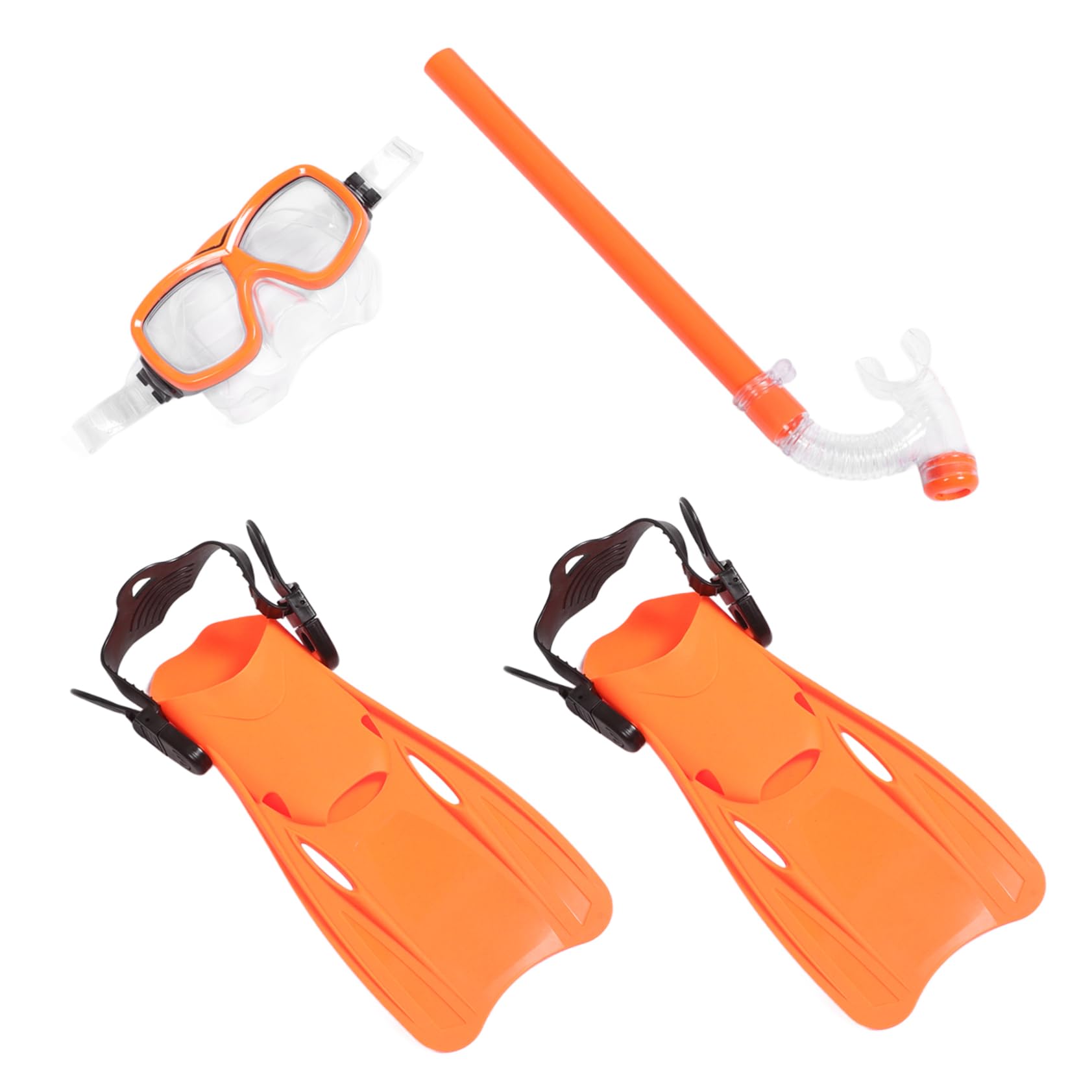 Happyyami Adult Snorkeling Set 3 Piece Goggles Short Fins Comfortable Underwater Viewer