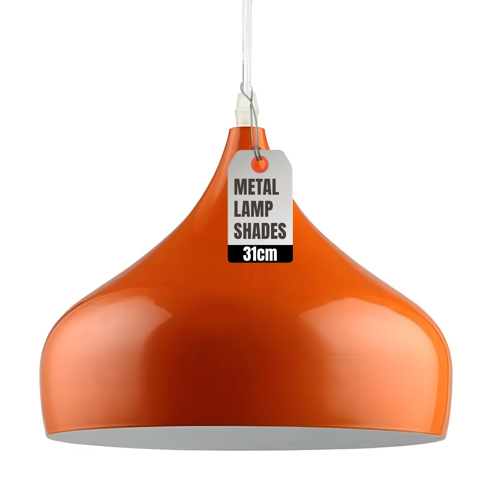 LEDSone Vintage Glass Pendant Lights - ΓΈ12cm Ceiling Lighting Metal Cage with Glass Lampshade Adjustable Height Hanging Lights for Loft Kitchen Island Dining Room Bedroom (Orange)