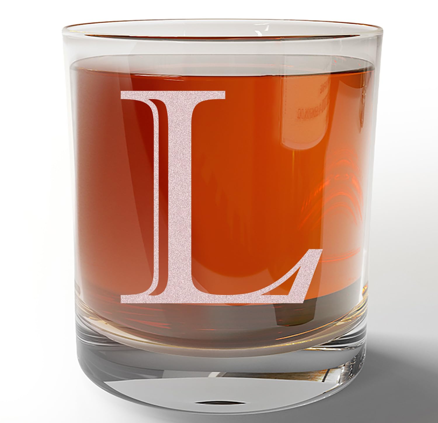 Etched Monogram 11oz Whiskey Rocks Glass (Letter L), A-Z Customized Bourbon Gifts for Men, Father’s Day, Personalized Old Fashioned Scotch Glass,