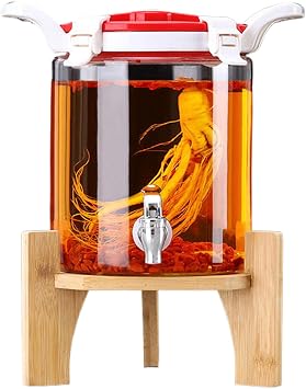 Glass Beverage Dispenser,Beverage Dispenser with Stand,Refrigerator Beverage Dispenser,Water Dispenser with Faucet,Party Drink Containers,Pitchers for Drinks,A Faucet,4L
