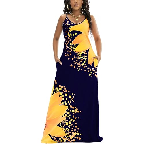 DvaeMalligo Women's Casual Maxi Dresses Summer Sexy Stripe Long Floor Length Sleeveless Colorful Sundresses Plus Size