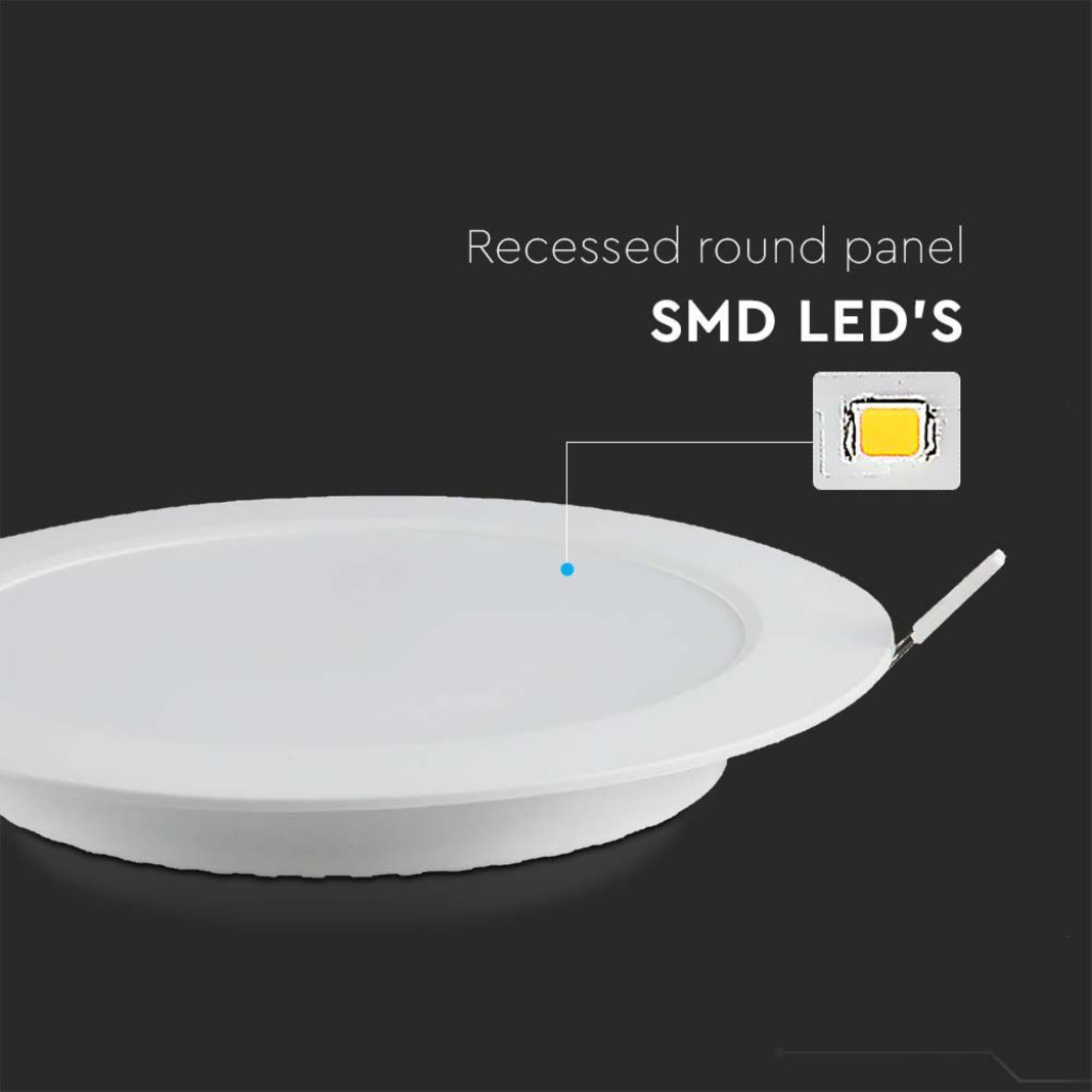 V-TAC 10x Faretti LED da Incasso Rotondi 18W - SUPER LUMINOSI - Diametro 220 mm - 1850 Lumen - IP20 - per Soffitto, Casa, Cartongesso - Mini Pannello - Lampada - Foro 200-205 mm - Luce Fredda 6500K