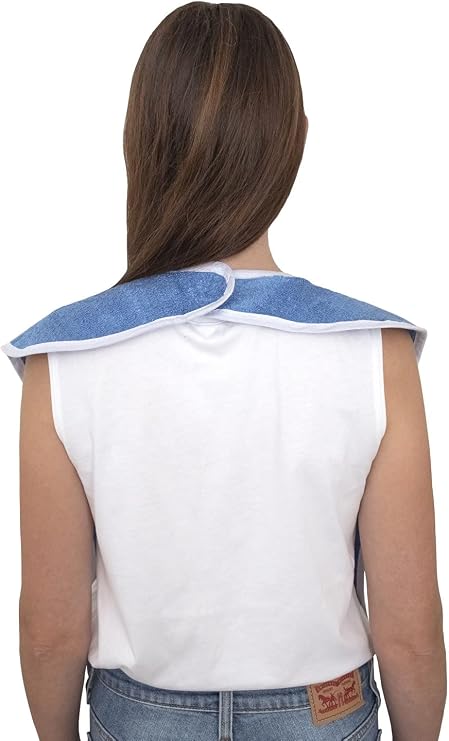 FUAUFAS 1 Pack Elaine Karen Premium Adult Bibs - bibs for adults Men, Women; Eating Cloth for Elderly Seniors and Disabled, Adjustable, Terry bib Clothing Protectors, Machine Washable, Blue