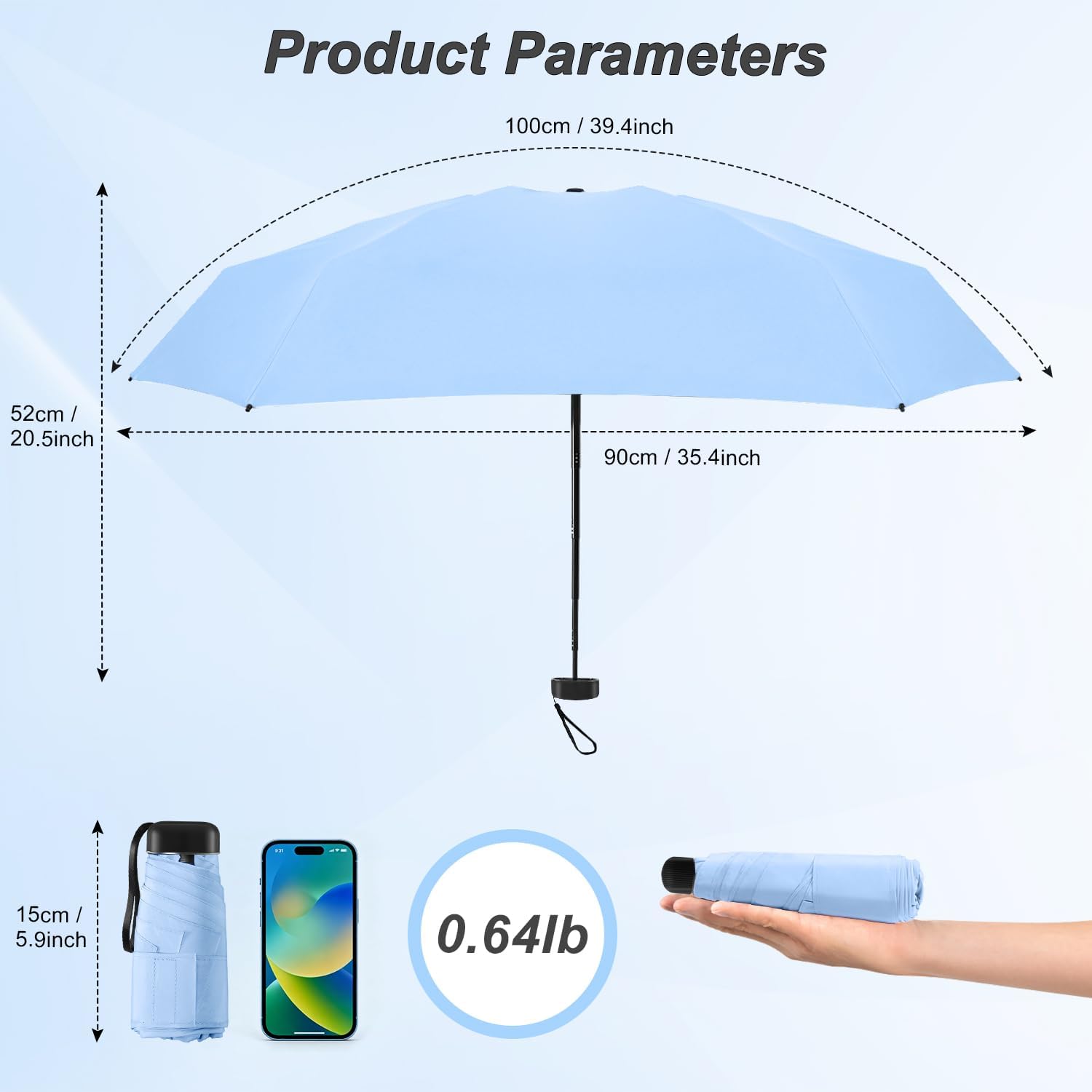 Mini Umbrella for Travel - Waterproof Portable Folding Umbrella Flat Compact Lightweight Small Umbrellas for Pocket Purse - Image 4