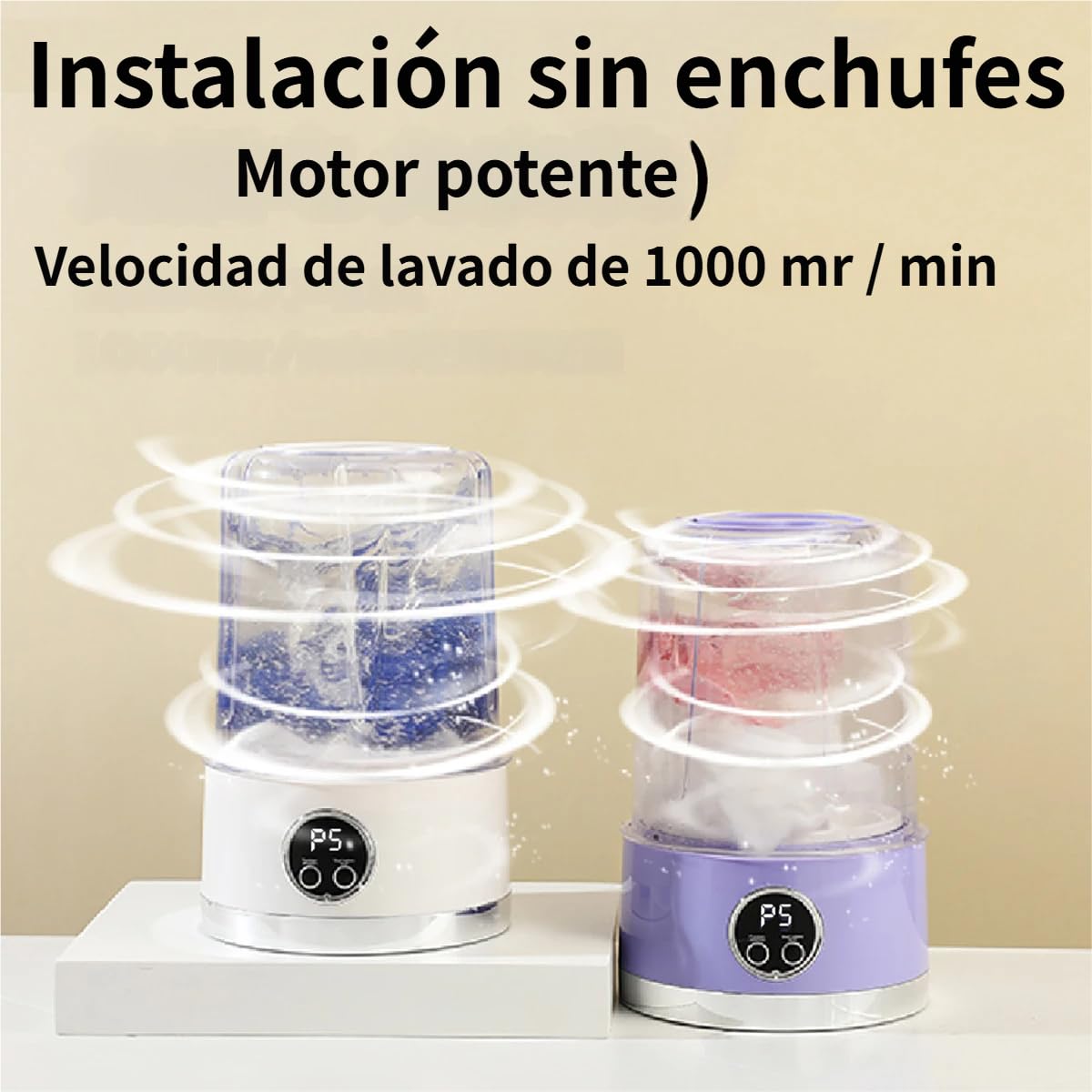 Minilavadora de Trapos, Mini Washer Machine Portátil - Mini Lavadora para Trapos de Cocina y Ropa Interior, Mini Washing Machine con Centrifugado para Limpieza Higiénica (Blanco) - 3