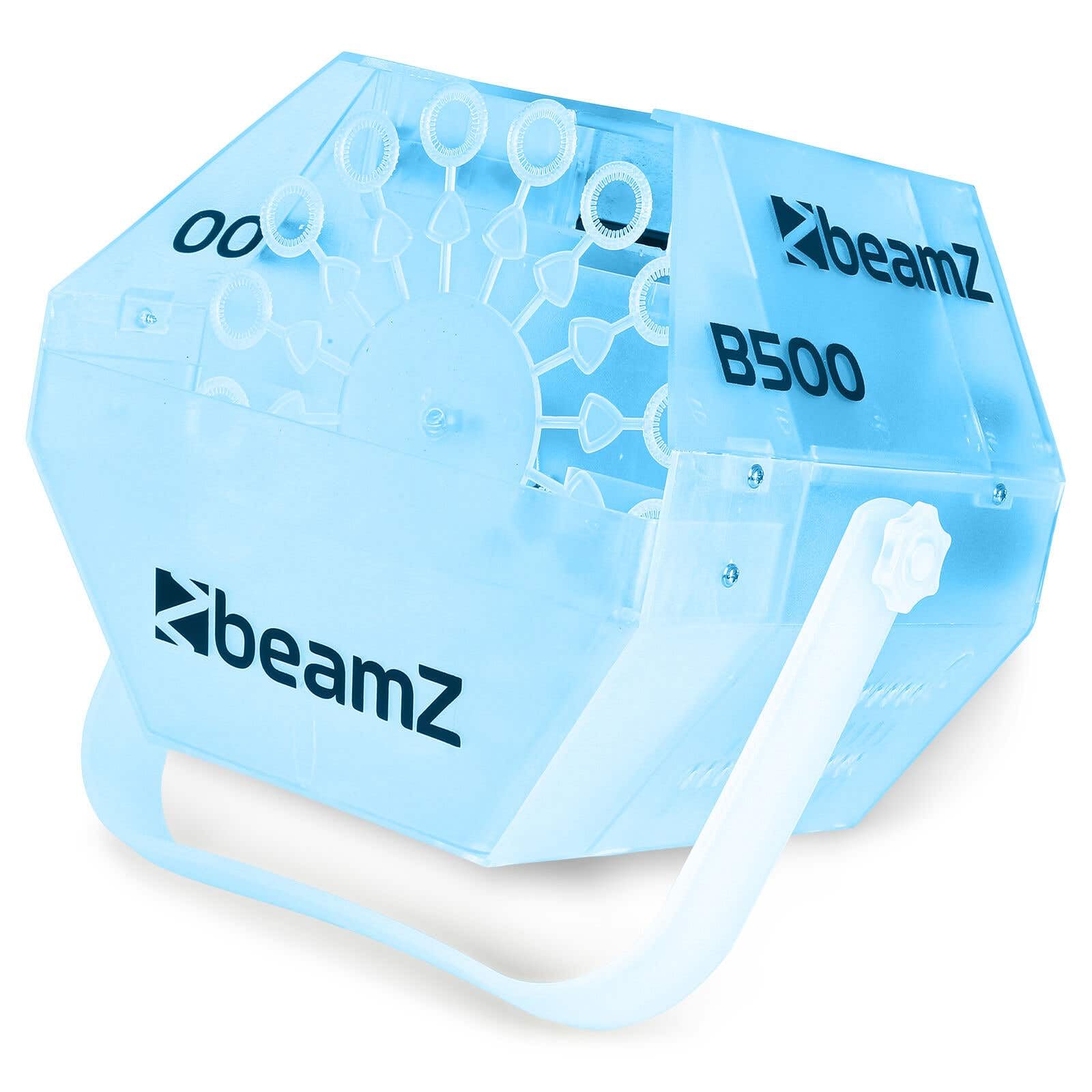 BeamZ B500LED Maquina de Burbujas de Jabón para Niños, chasis transparente iluminado con led RGB, pomperos para niños cumpleaños, ideal para regalo cumpleaños niños, fiestas en jardin, pomperos boda