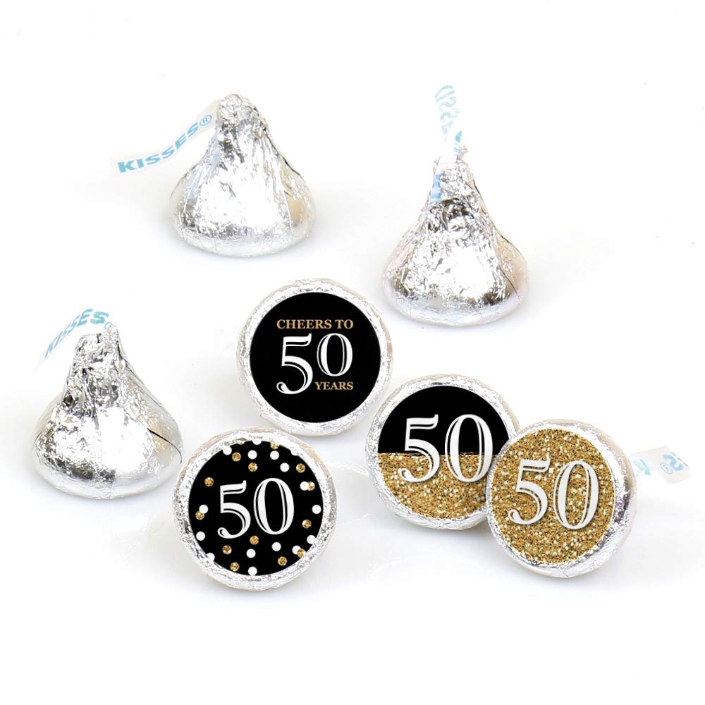 Big Dot of Happiness Adult 50th Birthday - Gold - Birthday Party Round Candy Sticker Favors - Labels Fit Chocolate Candy (1 Sheet of 108)