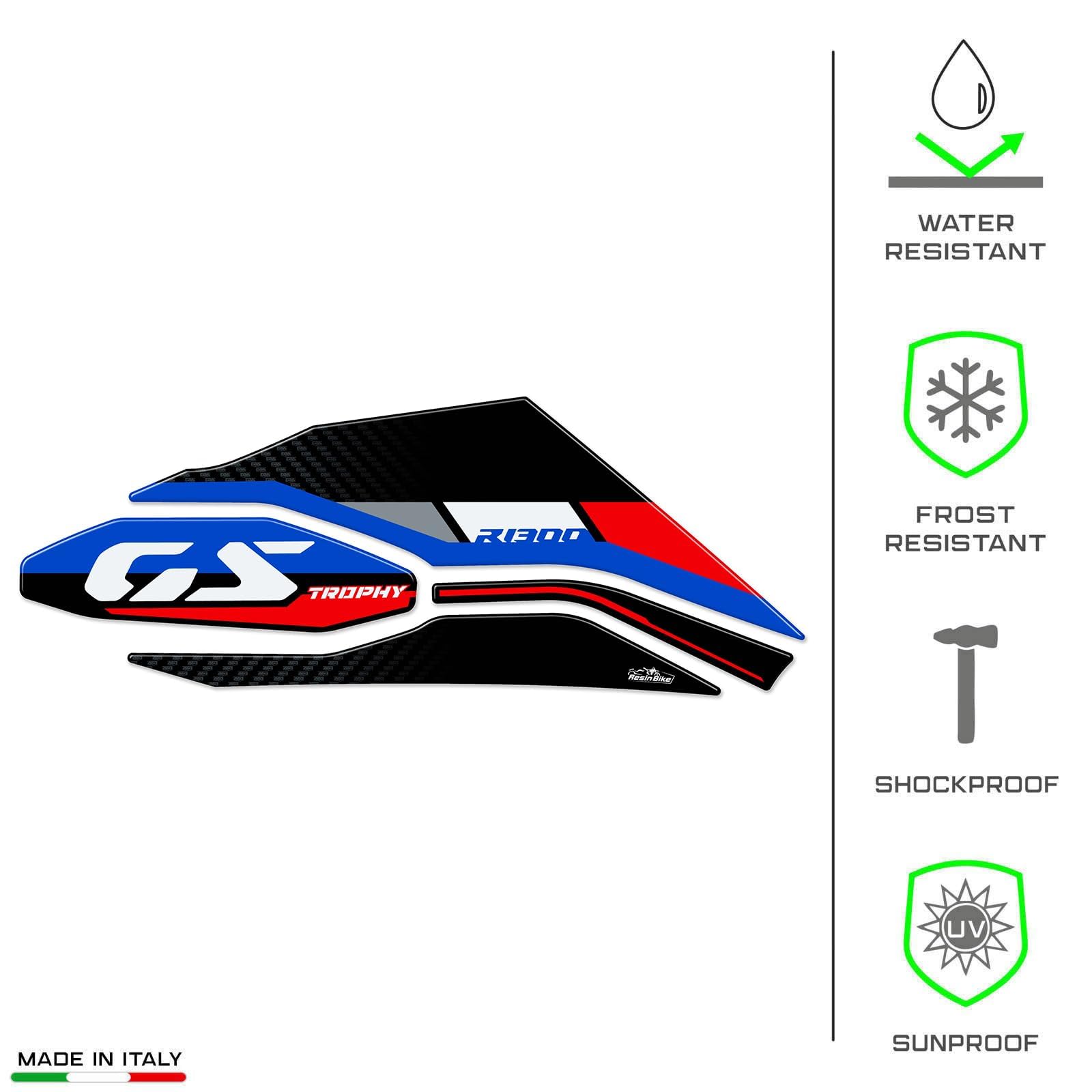 Resin Bike Adhesivos de Moto Compatibles con BMW R 1300 GS Trophy 2023-2025. Protección Cardano Basculante de Choques y Arañazos de Moto. Adhesivo 3D Resinado - Made in Italy
