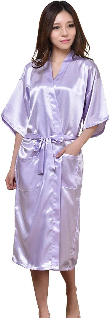 Mujer Hombre Batas Elegantes Moda Manga Larga Retro Kimono Verano Unisex  Vintage Pareja Satín Pijamas Mujer Color Sólido V-Cuello con Cinturón  Albornoz Camisones: Amazon.es: Ropa