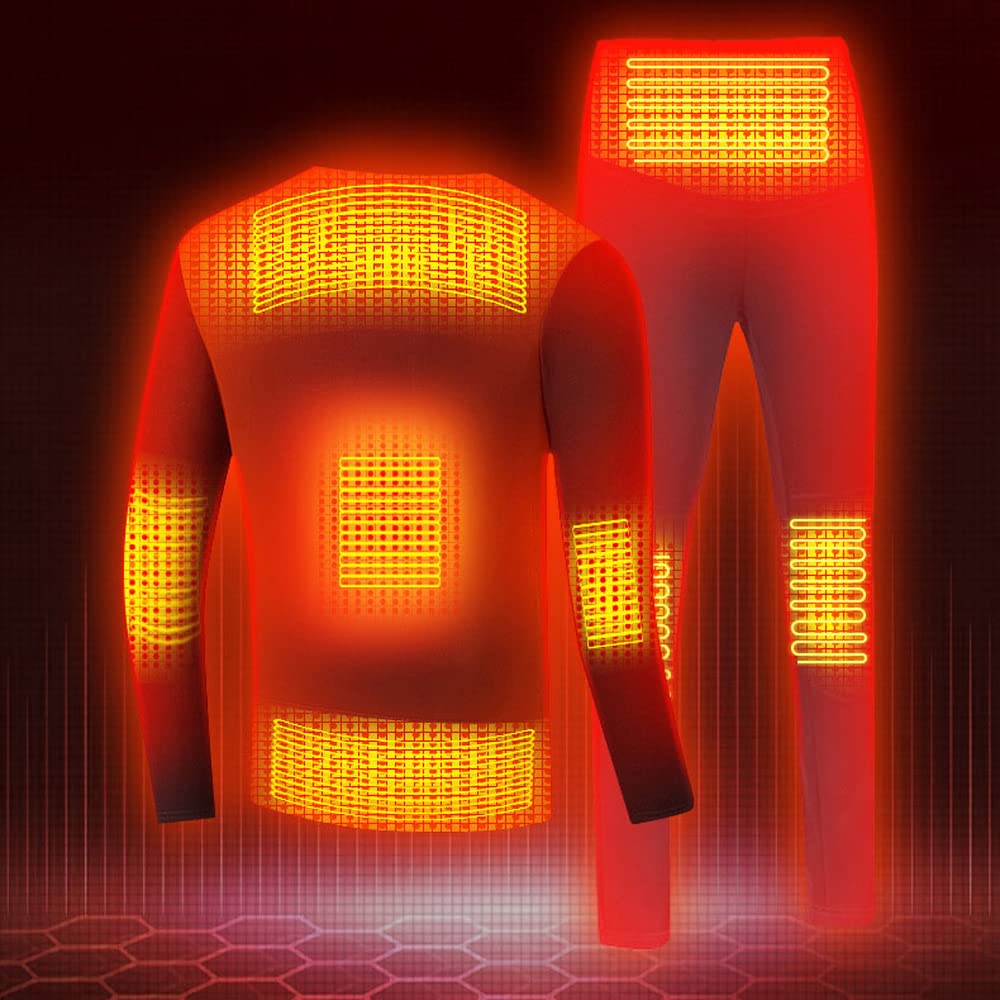 Conjunto de Ropa Interior Térmica con Calefacción Eléctrica para Hombre y Mujer, 8 Zonas de Calefacción, Térmicas Inteligentes con USB para Actividades Al Aire