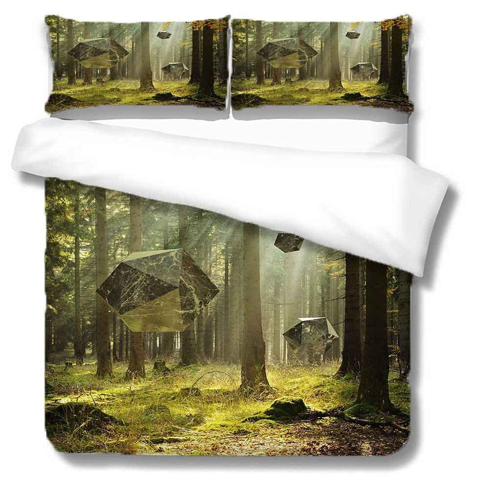 QZDUCN Set Copripiumino Matrimoniale 240x220cm Paesaggio Cinese Stampato 3D Copripiumino Biancheria Da Letto Microfibre Ipoallergenico 1 Copripiumino Con Chiusura A Cerniera E 2 Federe