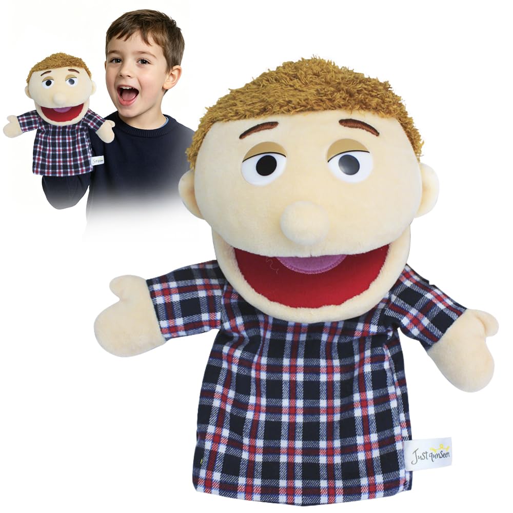 RNPKZ Family Hand Puppets for Kids, 30cm Plush Family Hand Puppet, Families Glove Doll with Movable Mouth for Storytelling Role Play Educational Toy Kids Classroom, Early Learning Gift for Kids (Dad)