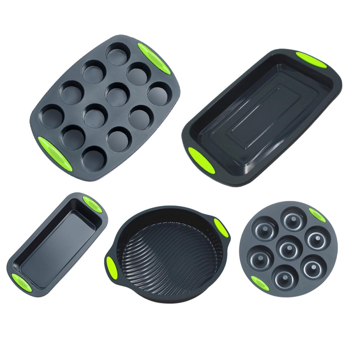 Molde 5 Piezas para Hornear Pasteles de Silicona Juego | Resistente al Calor y Flexible, Uso en Cocina y Repostería, Ideal para Aficionados y Entusiastas la Repostería