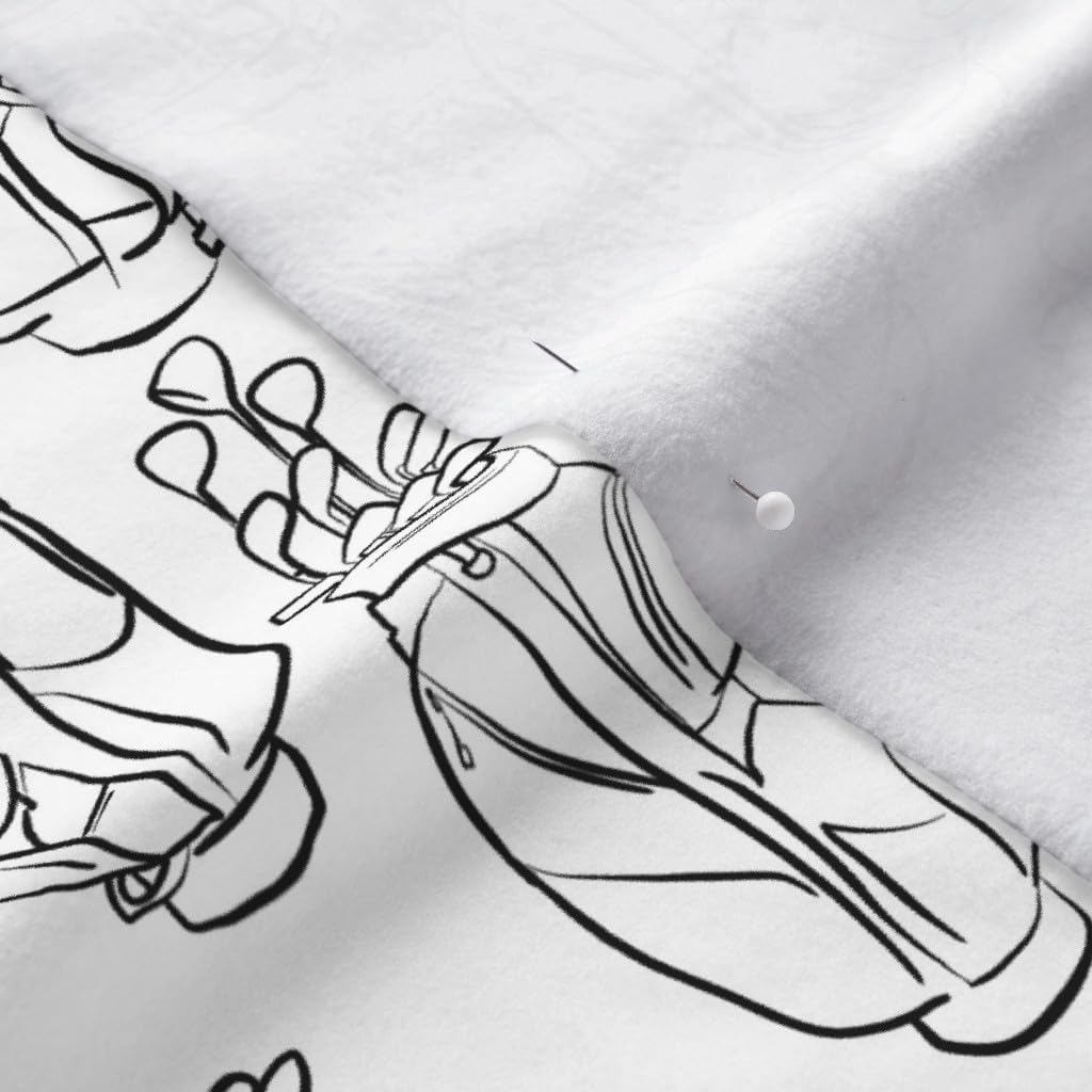 Spoonflower Fabric - Golf Black White Golfing Sports Womens Printed on Polartec(R) Fleece Fabric by The Yard - Sewing Blankets Loungewear and No-Sew Projects