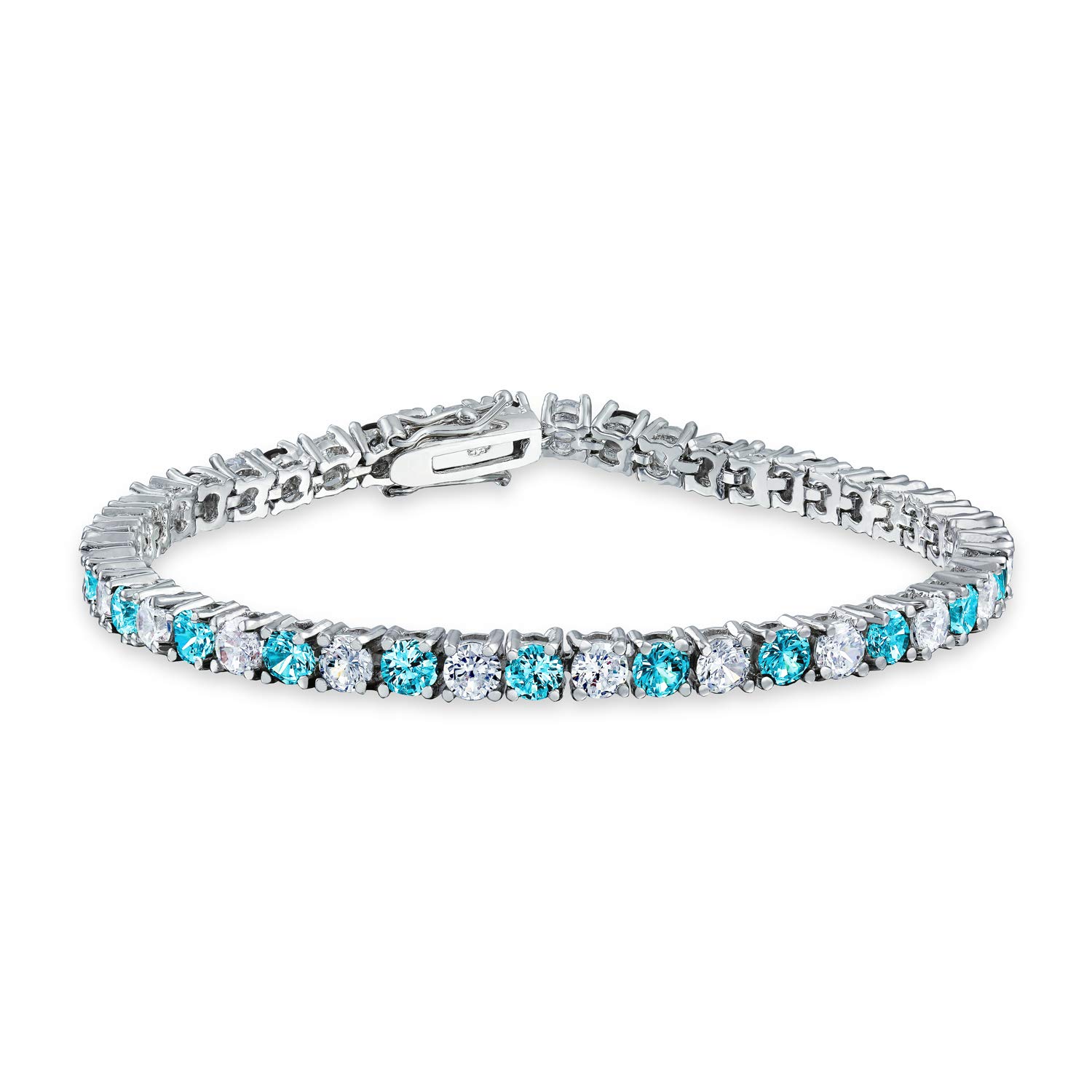 Argent sterling Topaze Blanc rond Bracelet de tennis, 18,4 cm