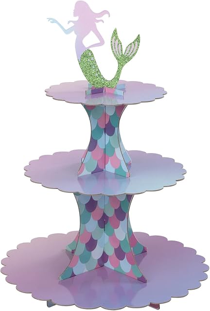 Stojak na tort, 3 poziomy, stojak na babeczki, syrenka, stojak na muffinki, z kartonu, na wesele, imprezę, urodziny, baby shower, tort, etażerka