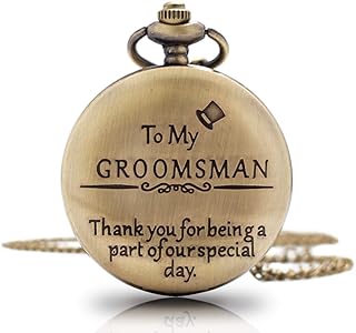 1x Groomsman Gifts for Wedding｜Best Man Pocket Watch｜ Engraved Best Man Pocket Watch with Chain ｜Gift for Best Man Mens' Watch