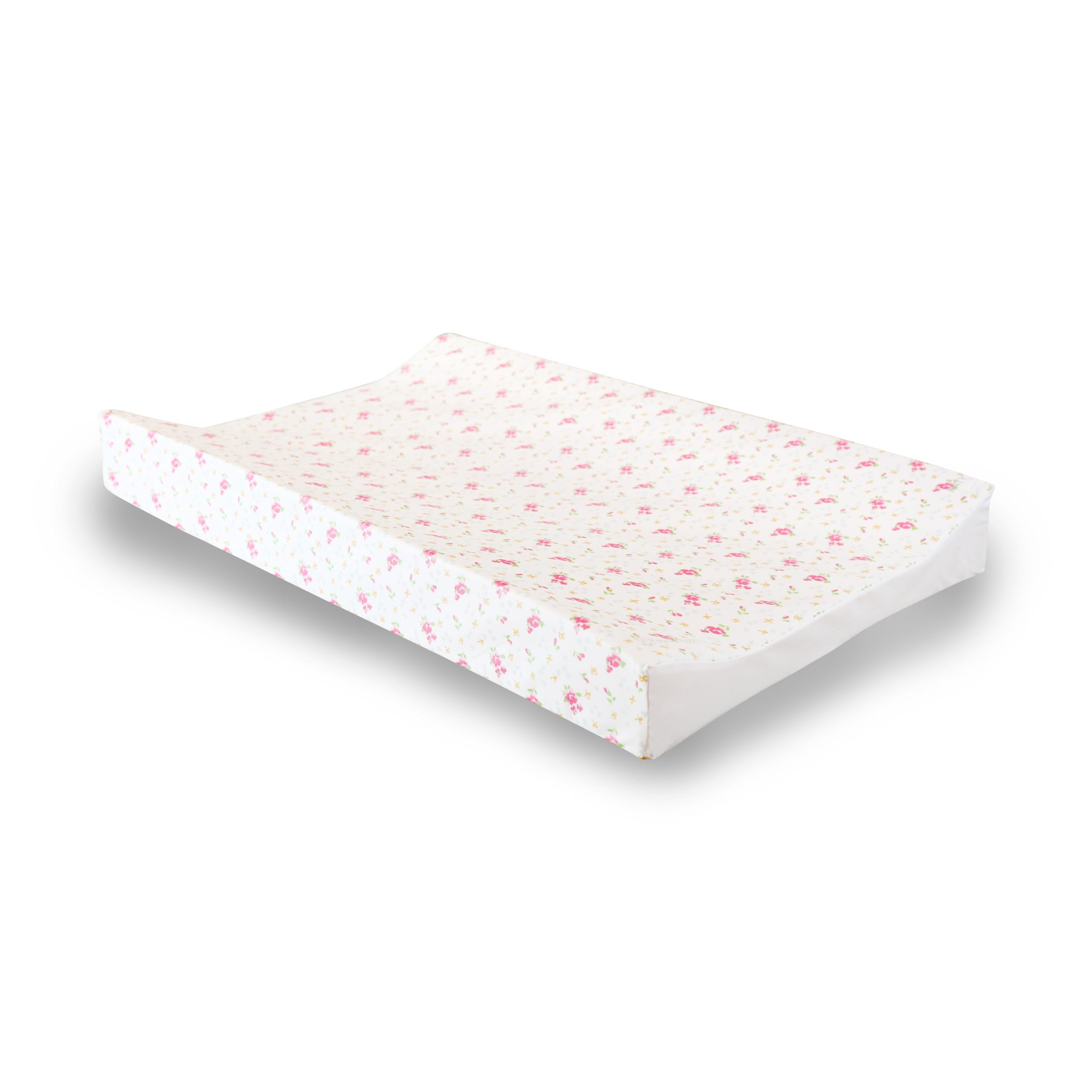 KATY Deluxe Wickelunterlage für Babys, Mädchen, wasserdicht, mit gebogenen Seiten, Vintage-Rosen-Design, cremefarben