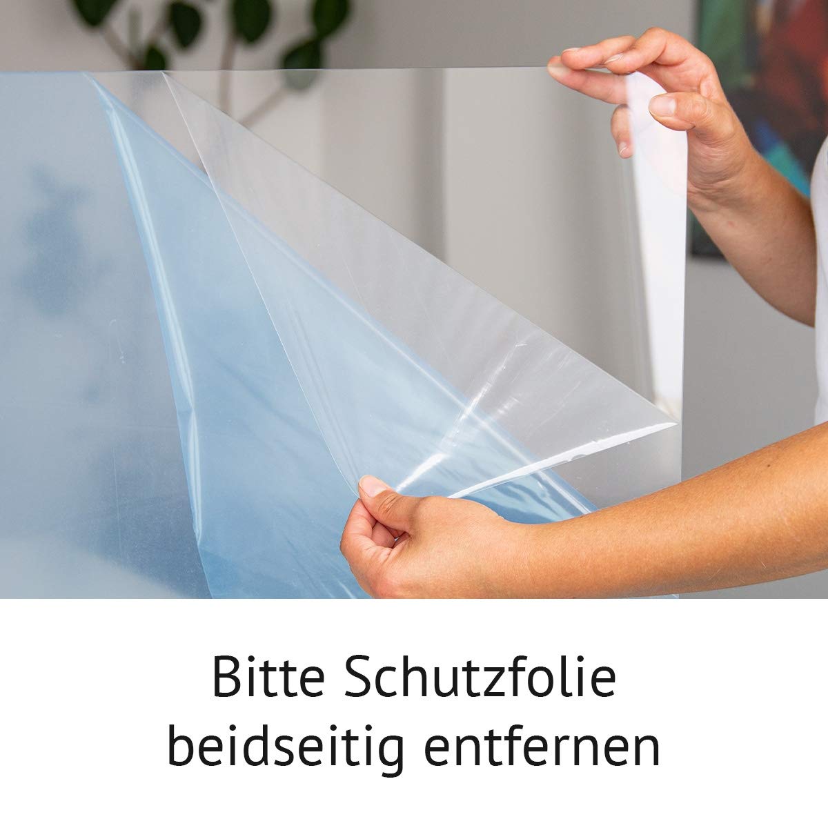 Spuckschutz aus Acrylglas Virenschutz, Hustenschutz, Thekenaufsatz - Breite 50 cm, Höhe 75 cm mit Durchreiche