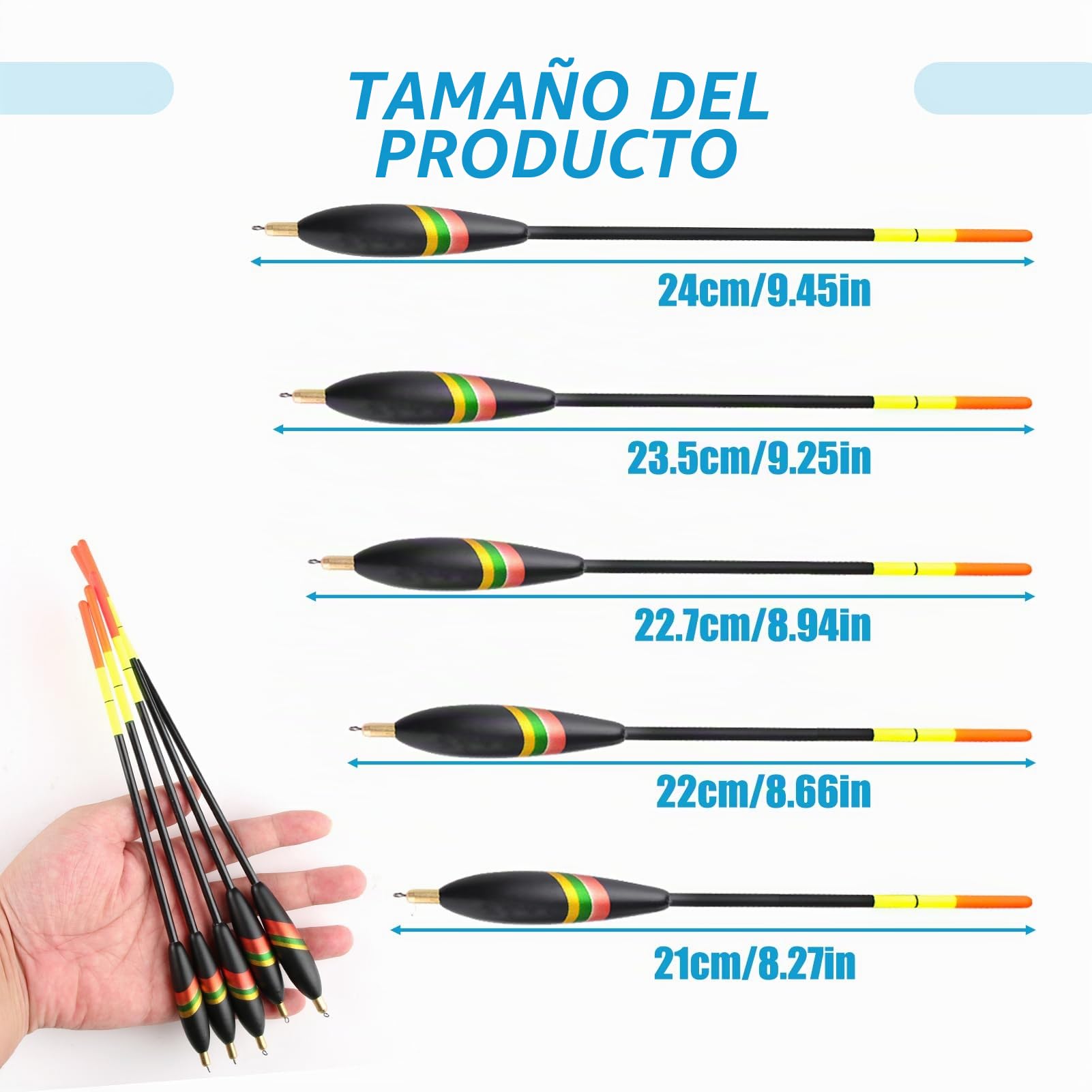 Set de 5 flotadores de Pesca Waggler 4g-8g con 2g pre-plomado - Ideal para lanzamientos amplios y precisos