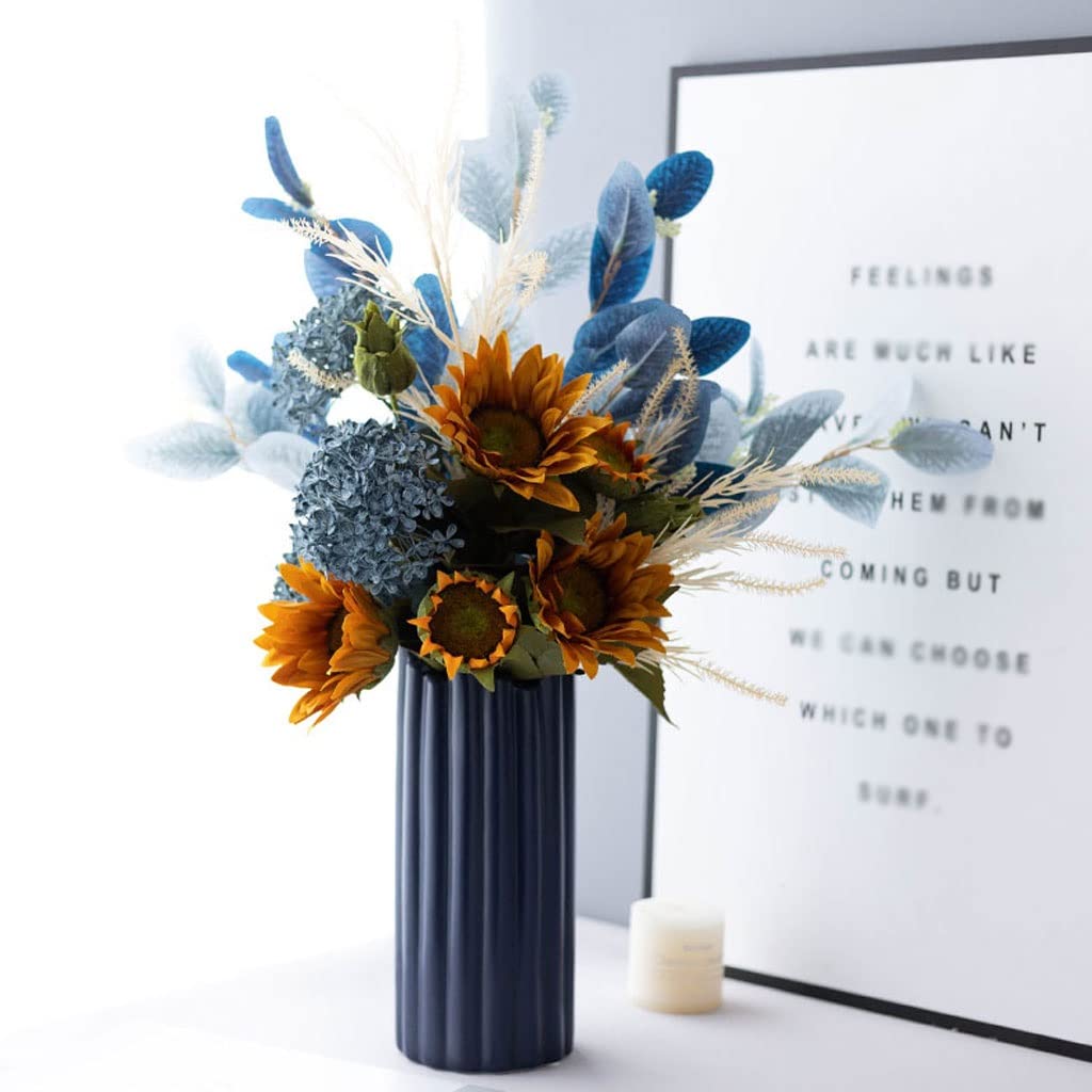 Künstliche Blumen Seide Tuch Künstliche Blumen mit Keramik Vase Home Office Party Decor Hochzeit Dekoration Mittelstücke Gefälschte Blume Set Künstliche Blumen wie Echt
