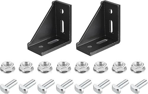 Miniatura 1 de uxcell Juego de 2 refuerzos de soporte de esquina interior, 0.109 x 3.031 x 1.575 in, conector de ángulo 4080 para perfil de aluminio serie 4040