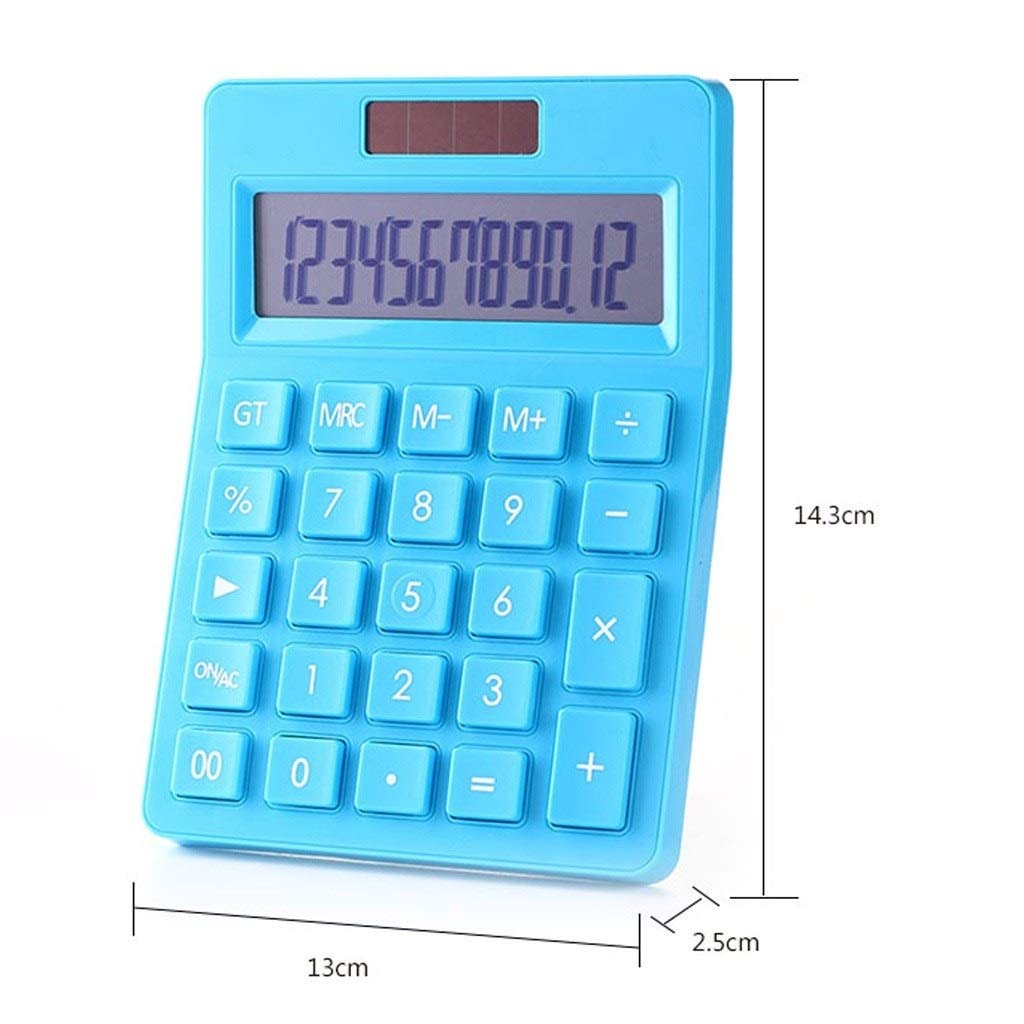 PIAOLING Calculatrice De Bureau Écran LED Double Alimentation 12 Chiffres - Protection Yeux (Rouge)