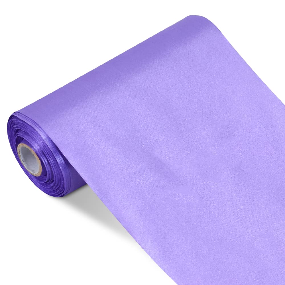 TONIFUL Medium Purple Wide Satin Ribbon - 150mm x 20m Purple Satin Ribbons Solid Fabric Ribbons for Gift Wrapping Halloween Tree Wedding Car Chair Pageant Sashes Grand Opening Festival Party Decor — image 1