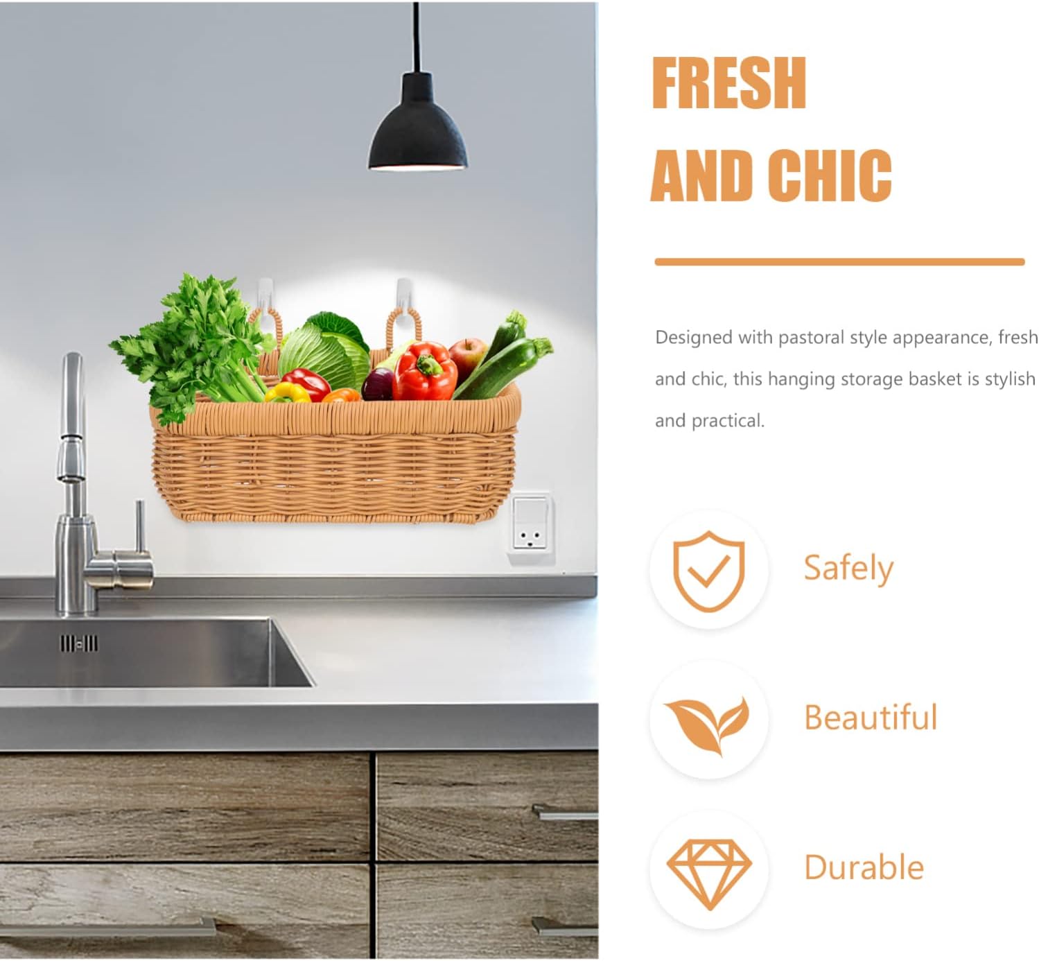 Zerodeko Ginger Garlic Storage Basket Hanging Fruit Hammock Hanging Baskets for Kitchen Woven Wall Hangings Wall Storage Basket Sundries Storage Bin Wall Basket Chic Vegetarian Diet Pp