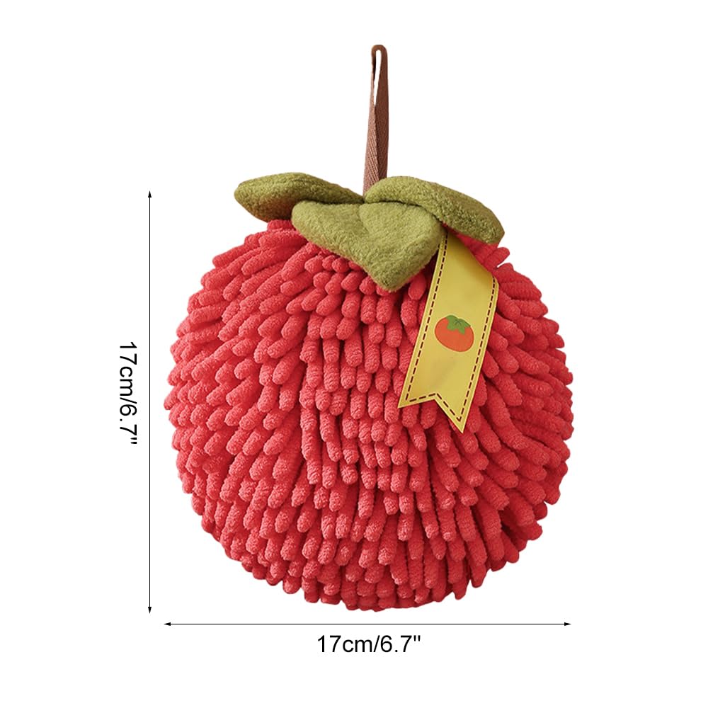 MiOYOOW - Servilletas de mano para colgar (2 unidades, secado rápido, bola de toalla absorbente, felpa, para baño y cocina, forma de fruta)