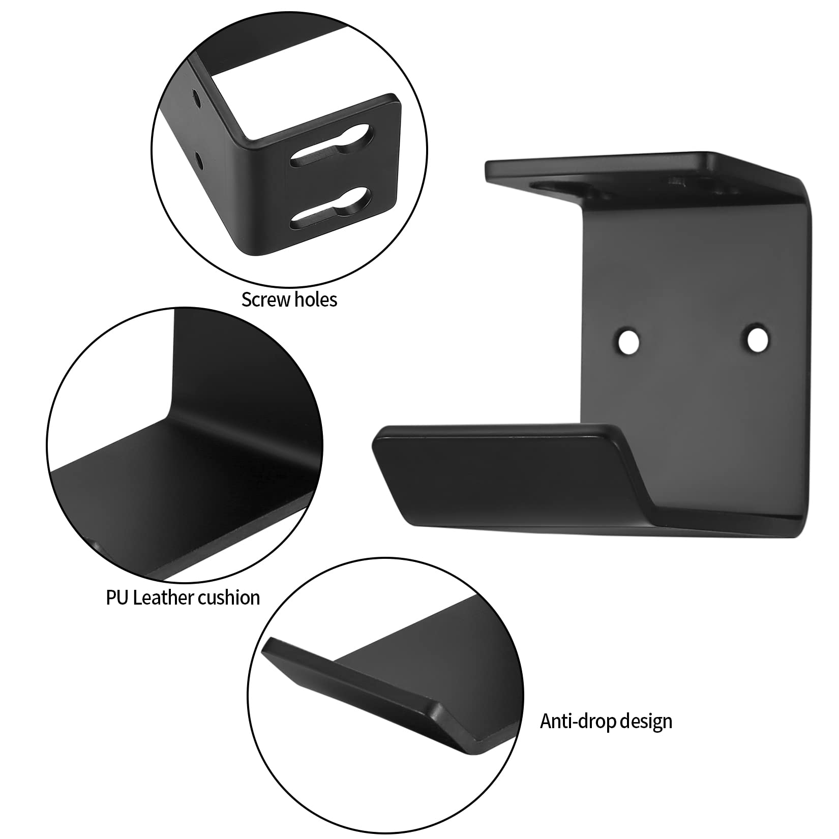 2 Pezzi Supporti per Cuffie, Gancio per Cuffie Sotto Scrivania, Supporto da Parete per Cuffie Wireless e Cablate, con Nastro Adesivo e Viti per Cuffie (nero)