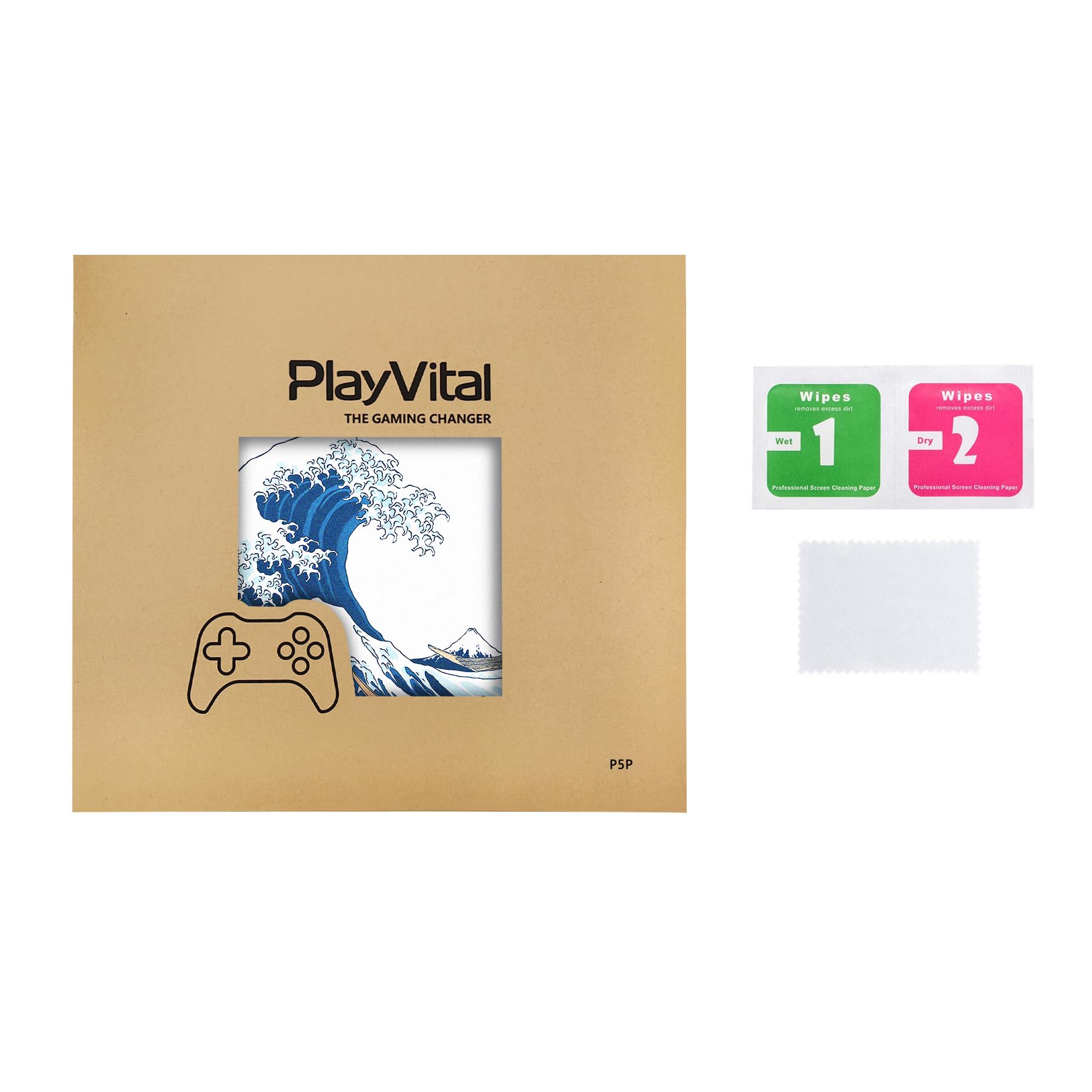 playvital Adesivo Skin per ps5 PRO Console Disc&Digital Edition, Sticker Decal Cover Vinile per ps5 Controller Cuffie Base di Ricarica Telecomando, Grande Onda Bianca