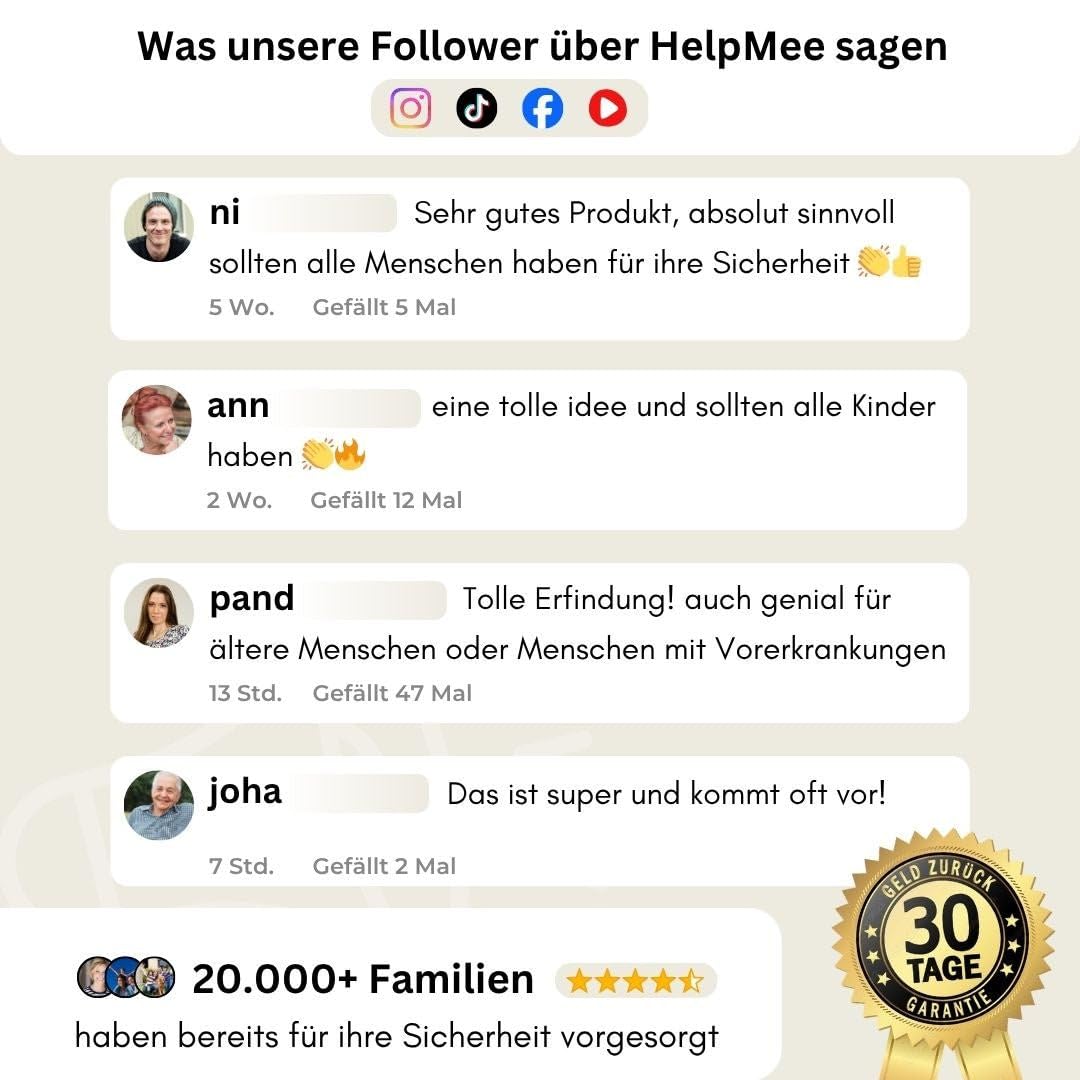 SOS Notfallkarte mit Notfallprofil – NFC & QR Code – deutsche HelpMee® Marke – Für Senioren, Sportler, Urlaub, Ausflüge – weltweit abrufbare Infos mit allen Smartphones