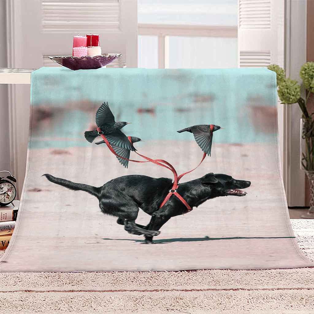Couverture lit oiseau chien pour des soirées cocooning et voyages en hiver
