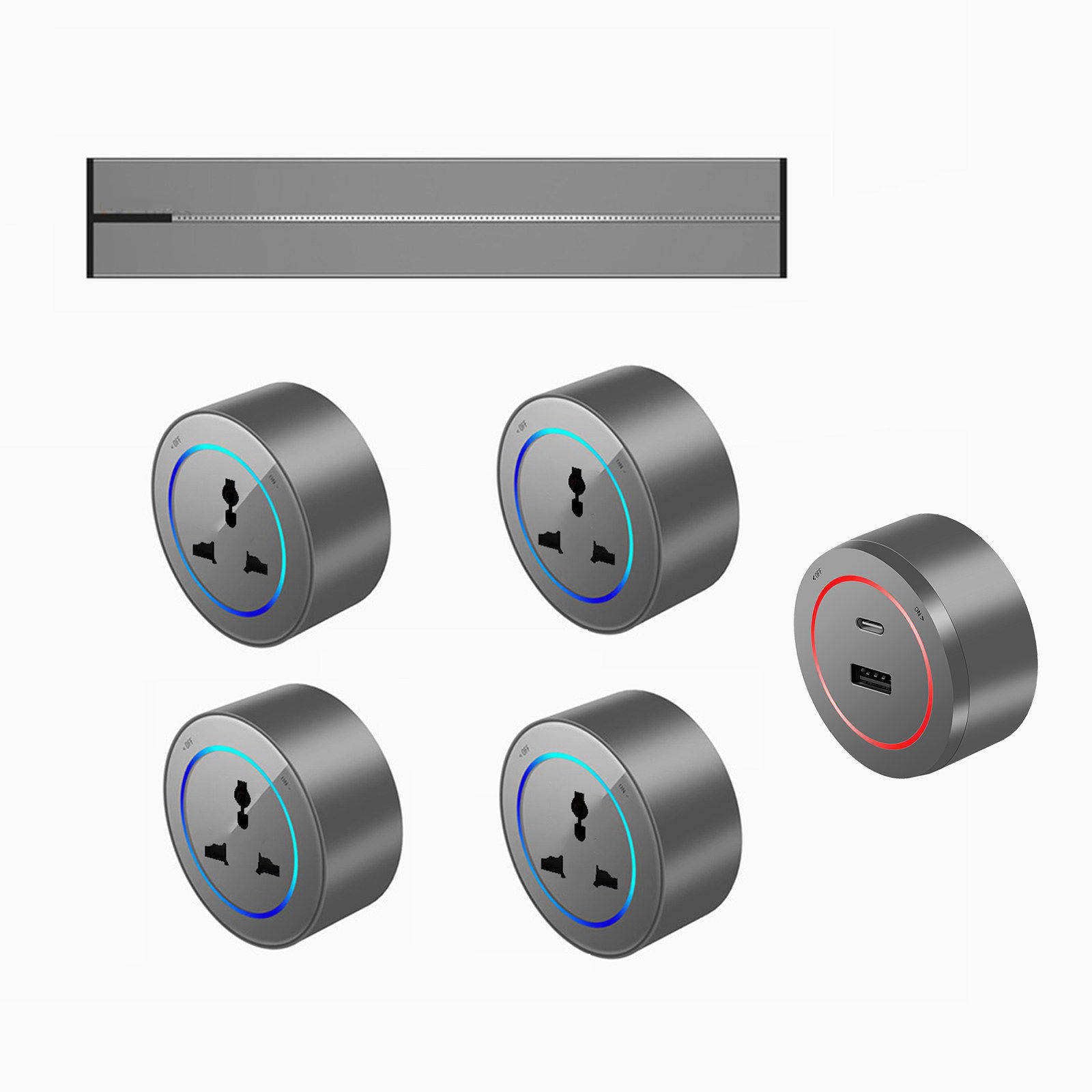 Power Strips Safe &amp; Powerful, Detachable Sockets for Convenience, Flexible Rotation &amp; LED Indication, Easy Installation Without Grooving(Gray,80cm)