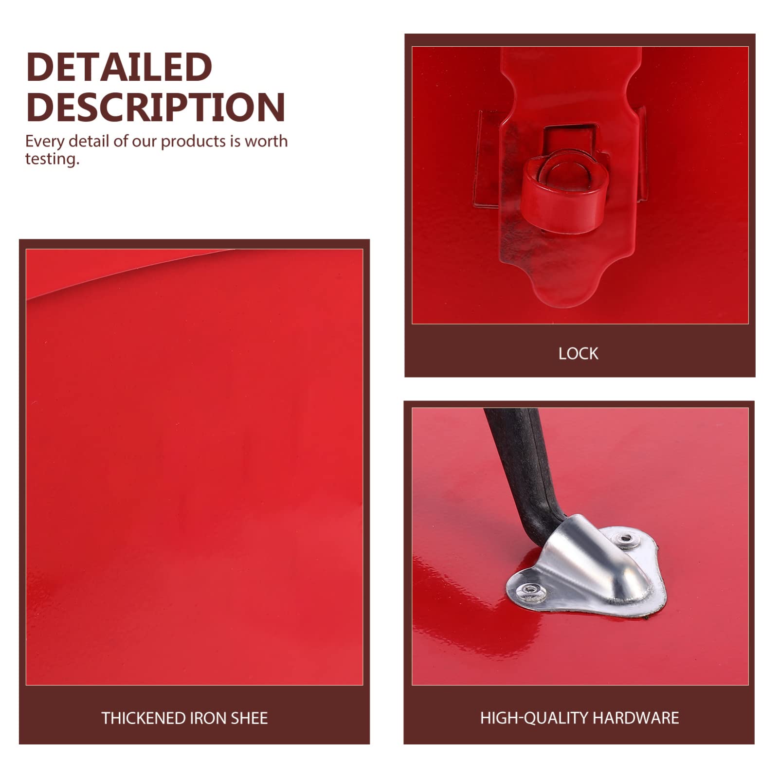 Yardwe Boîte À Outils en Métal Rouge 15.4 Pouces Boîte De Rangement Portable avec Verrou Sécurisé pour Bricolage Et Usage Domestique