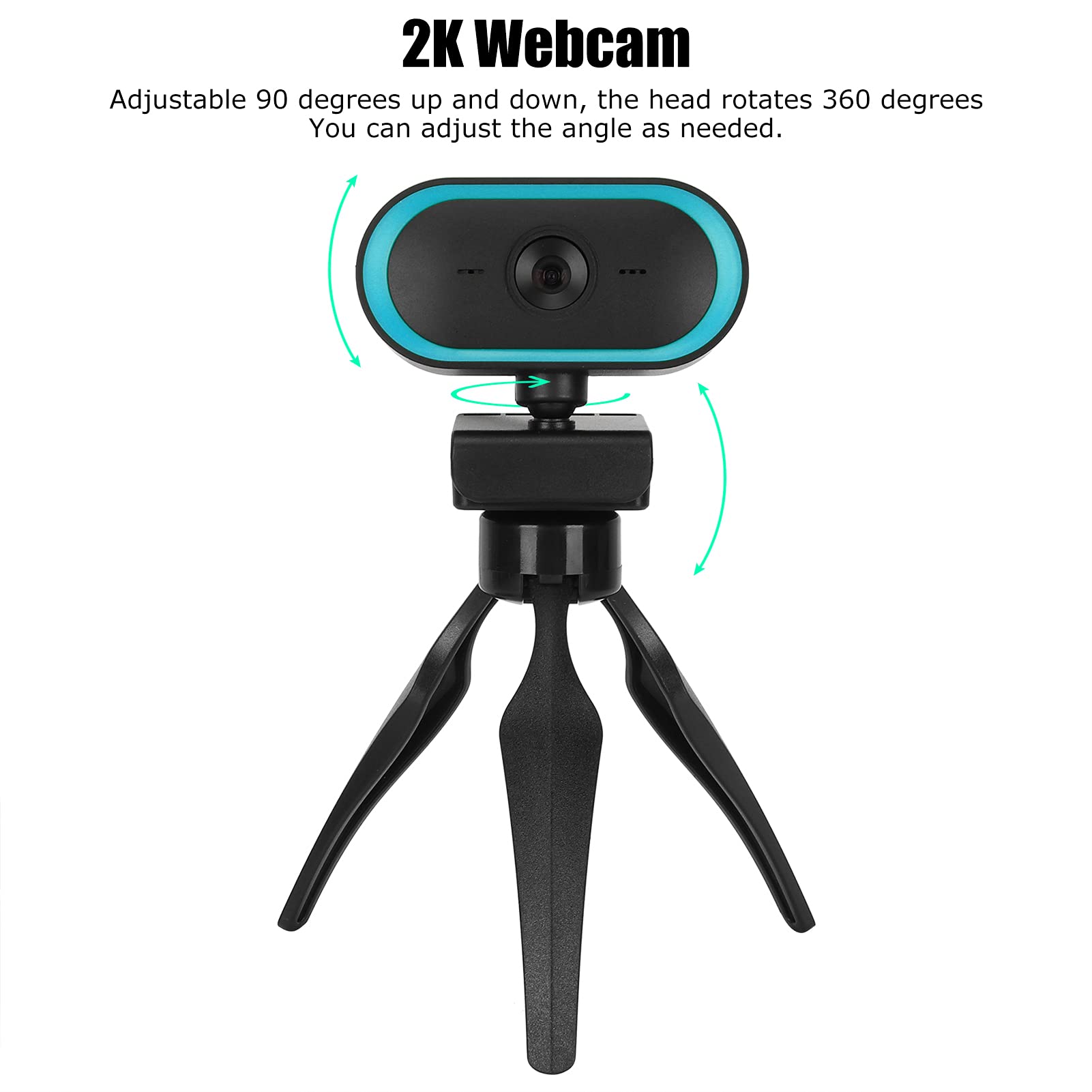 Alta definición 2K Webcam Sound absorbe la cámara web USB para la videoconferencia en vivo (Azul)