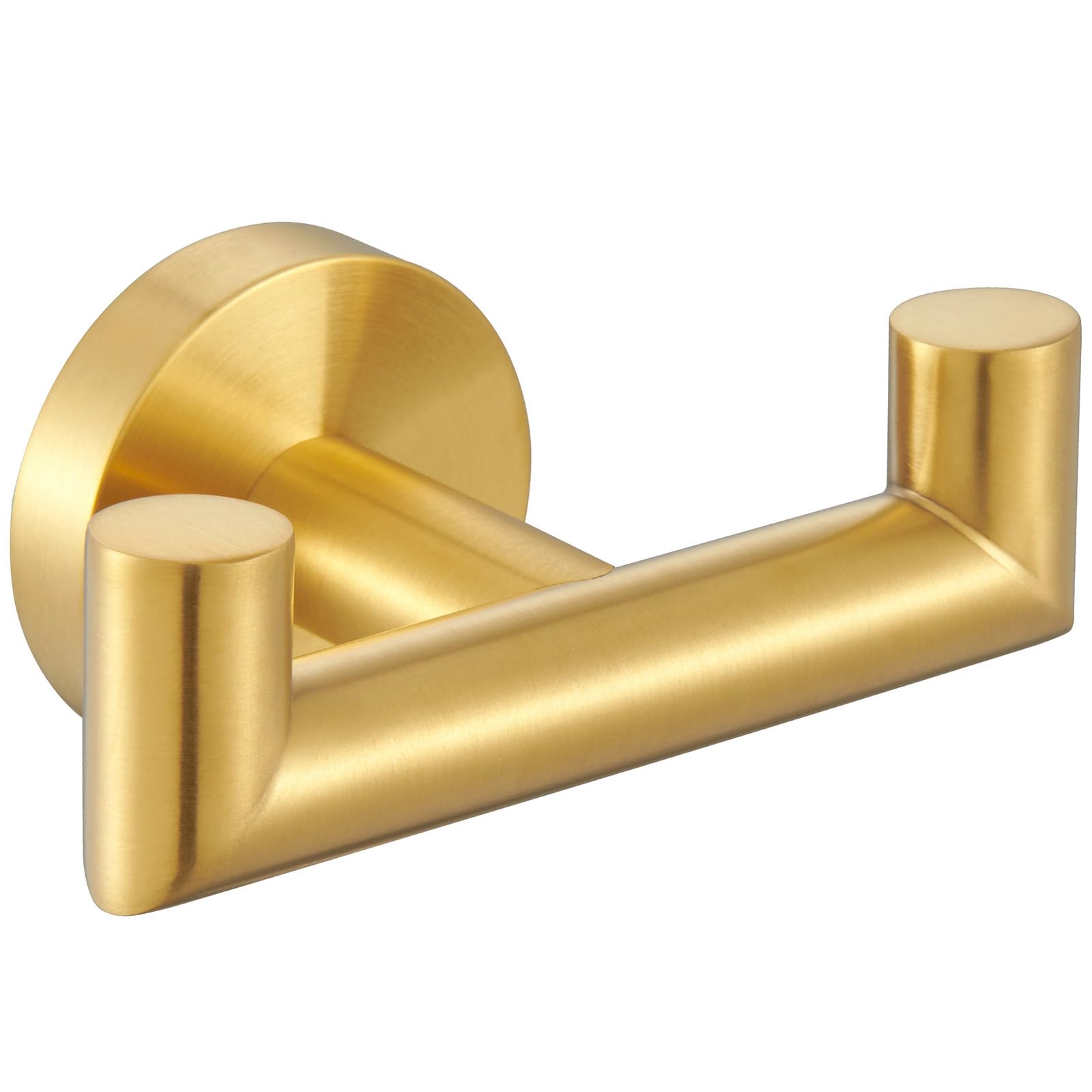 Angle Simple Bathroom Double Hook Brassy Gold, SUS304 Stainless Steel Bath Towel Holder, Double Robe Hanger Wall Mount
