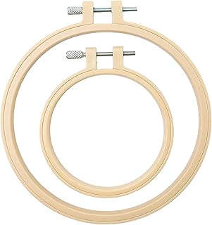 2 Stück Stickrahmen Set aus Kunststoff, Praktisch Runder Stickrahmen, verstellbar Rahmen, für Kreuzstich, Stickereien, DIY und Kunstwerke in 10/15 cm