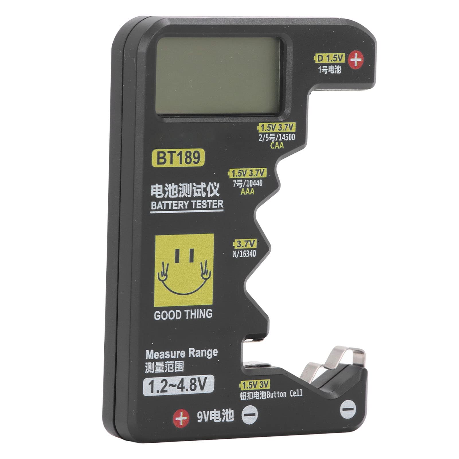 Cyfrowy Tester Pojemności Baterii z Dużym Ekranem LCD, Uniwersalny Detektor dla AA, AAA, C, D, 9V, Czarny, ABS