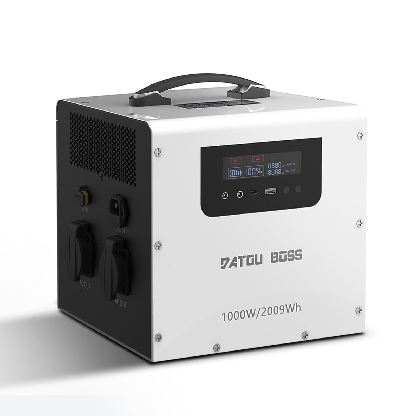 Stazione di Energia Portatile 2009,6Wh, Potenza Nominale 1000W Picco 1500W, Batteria LiFePO4 8000 Cicli, Ricarica Solare MPPT 550W, Onda Sinusoidale Pura per Campeggio, Camper e Emergenze Domestiche