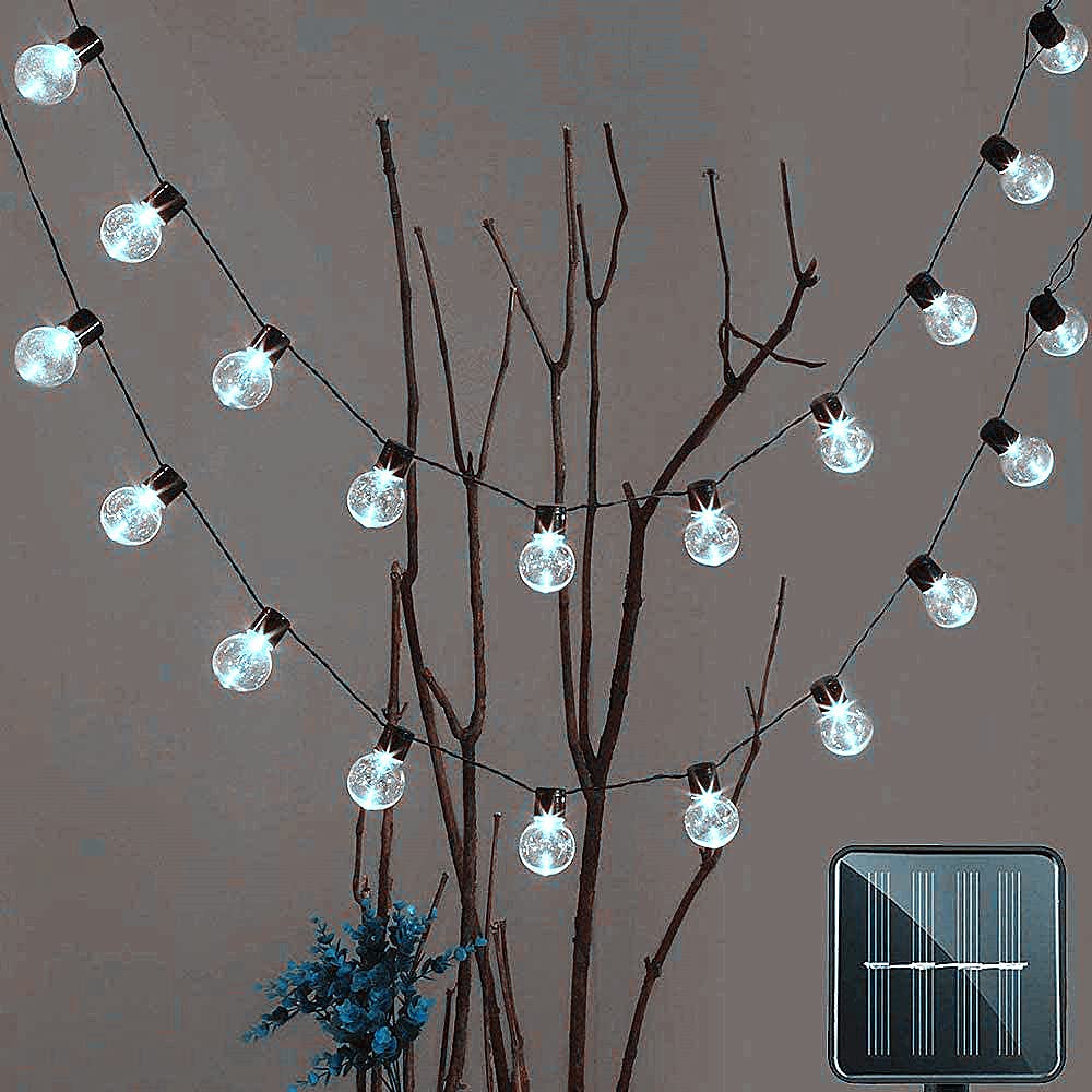 Bulb Lights String, EONYUANGUO 3.5M 10 LED Solar Bulbs String Lights Waterproof with 2 Modes Lighting for Outdoor, Garden, Christmas Decorations (Cold White)