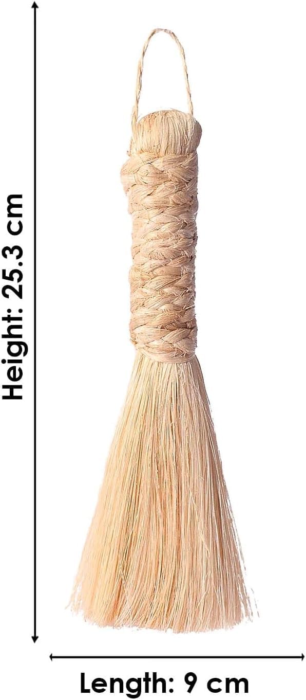 SATVIK 10 Inch - Auspicious Temple Banana Broom – Pure Banana Stem Fiber Puja Cleaning Brush for Sacred Spaces, Dust-Free & Eco-Friendly - (Large)