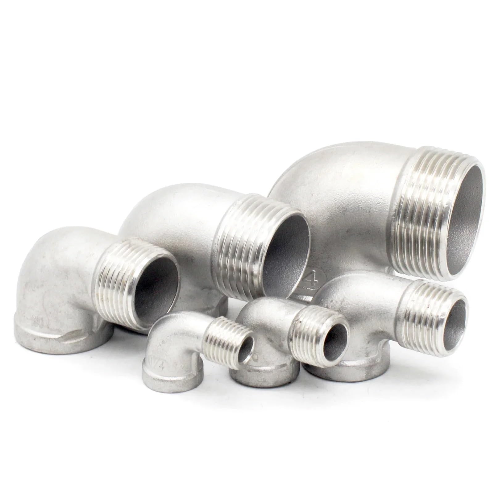 Gomito ad angolo di 90 gradi SS304 maschio x femmina Raccordi per tubi filettati Raccordo filettato a gomito Adattatore 1/4 "3/8" 1/2" 3/4" 1" 1-1/2" (DN50)