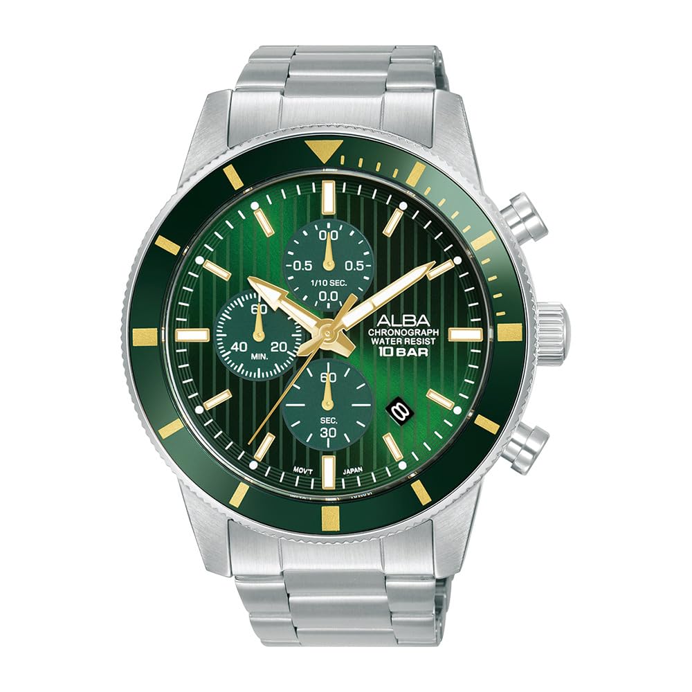 Alba Stainless Steel Mens Am3953X1 Forest Green Patterned Dial Chronograph Watch (B0DBF95XTS) Amazon Price History, Amazon Price Tracker