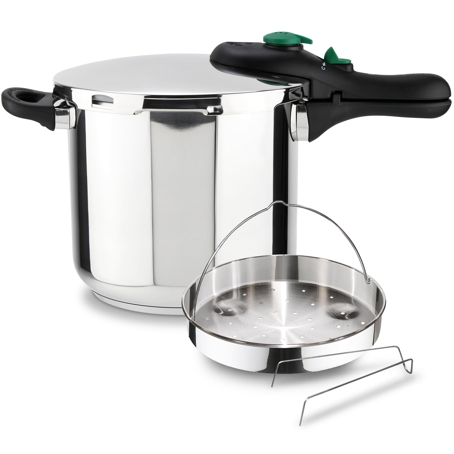 Magefesa DYNAMIC - Pentola a Pressione Rapida Da 7,5L + Cestello, Acciaio Inossidabile 18/10, Efficienza Energetica, Per Tutti I Tipi Di Piani Cottura, Induzione